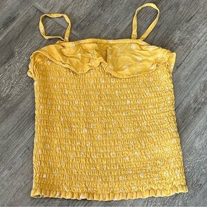 Abercrombie‎ Kids Smocked Tank Top Floral Ruffle Trim Yellow Sleeveless Size 11